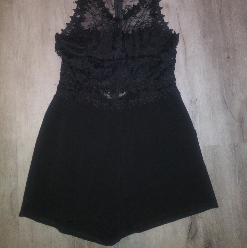 Boo Hoo Black Lace Romper